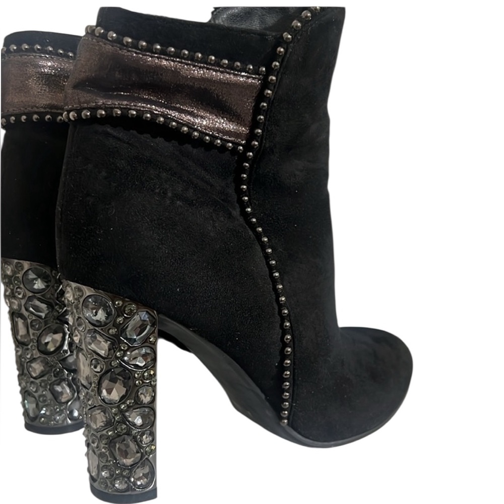 Nancy Li Suede Crystal Heel Booties – Size 10 - Picture 4 of 9